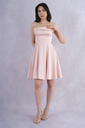 Inseres Straplez Kloş Mini Abiye Elbise