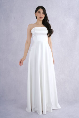 Inseres Askılı Düz Kesim Saten Uzun Abiye Elbise