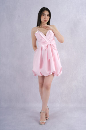 Bellisse Askılı Fiyonk Detaylı Balon Form Mini Abiye Elbise