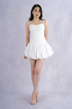 Iremor Askılı Büzgü Detaylı Balon Etek Mini Abiye Elbise